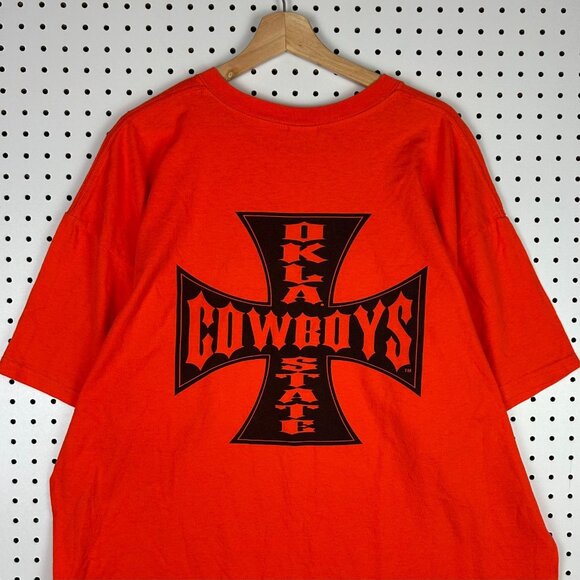 Oklahoma State Cowboys T Shirt XXL Orange West Coast Chopper Logo‎ Y2K Vintage - Picture 2 of 6